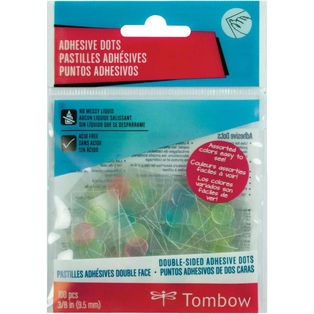 image:imageTombow 52139 Adhesive Dots Assorted Colors 100Pieces Quick Clean and Easy to Use for an Instant Permanent Bond