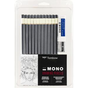 image:imageTombow 51523 MONO Drawing Pencil Set Assorted Degrees 12Pack Professional Quality Graphite Pencil Set with Eraser and Sharpener