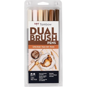 image:imageTombow 56241 Dual Brush Pen Art Markers Coffee Break 6Pack WaterBased Ink for Hand Lettering Watercolor Fine Art