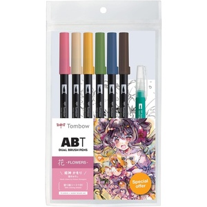 image:imageTombow 72560 Dual Brush Pen Art Markers Manga Illustration Flower 6Pack