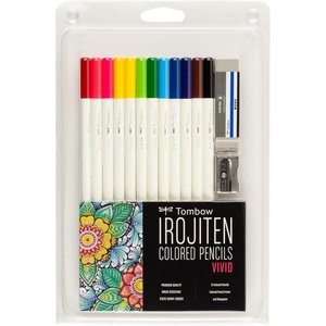 image:imageTombow 51529 Irojiten Colored Pencil Set Tranquil Includes 12 Premium Colored Pencils Sharpener and Colored Pencil EraserVivid