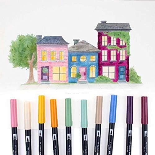image:imageTombow 56169 Dual Brush Pen Art Markers Landscape 10Pack Blendable Brush and Fine Tip MarkersCottage