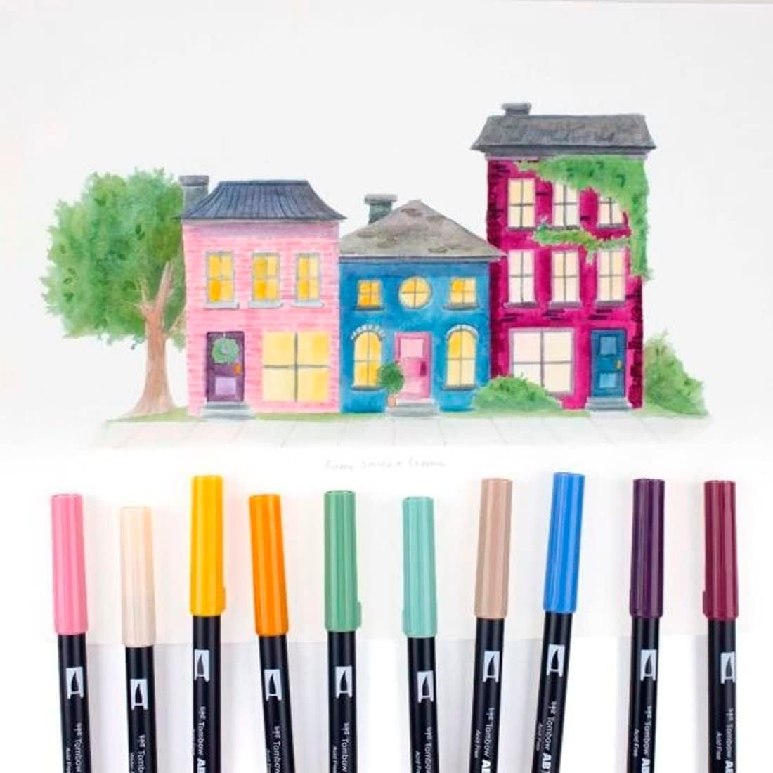image:imageTombow 56216 Dual Brush Pen Art Markers Cottage 10Pack Blendable Brush and Fine Tip Markers