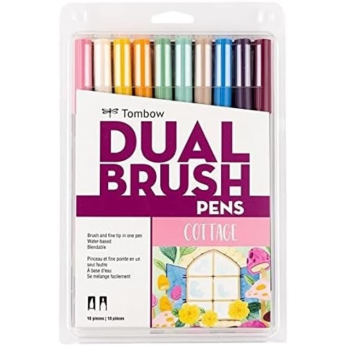 image:imageTombow 56169 Dual Brush Pen Art Markers Landscape 10Pack Blendable Brush and Fine Tip MarkersCottage