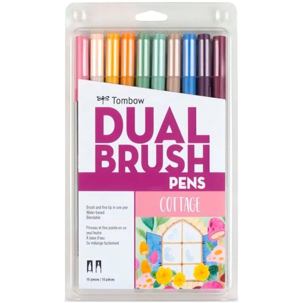 image:imageTombow 56216 Dual Brush Pen Art Markers Cottage 10Pack Blendable Brush and Fine Tip Markers