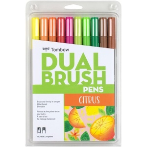 image:imageTombow 56169 Dual Brush Pen Art Markers Landscape 10Pack Blendable Brush and Fine Tip MarkersCitrus