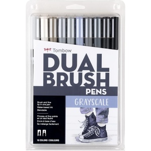 image:imageTombow 56169 Dual Brush Pen Art Markers Landscape 10Pack Blendable Brush and Fine Tip MarkersGrayscale