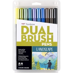 image:imageTombow 56169 Dual Brush Pen Art Markers Landscape 10Pack Blendable Brush and Fine Tip MarkersLandscape