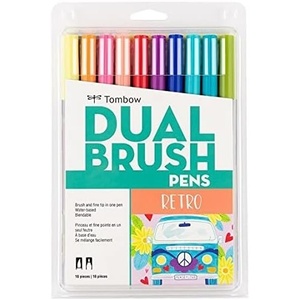 image:imageTombow 56169 Dual Brush Pen Art Markers Landscape 10Pack Blendable Brush and Fine Tip MarkersRetro