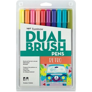image:imageTombow 56217 Dual Brush Pen Art Markers Retro 10Pack Blendable Brush and Fine Tip Markers