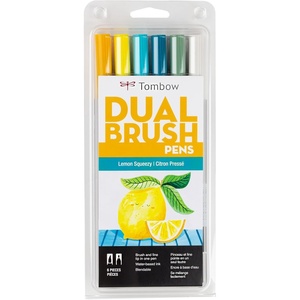 image:imageTombow 56238 Dual Brush Pen Art Markers Lemon Squeezy 6Pack Blendable Brush and Fine Tip Markers