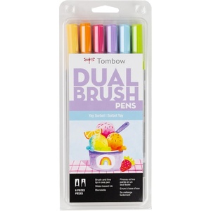 image:imageTombow 56240 Dual Brush Pen Art Markers Yay Sorbet 6Pack Blendable Brush and Fine Tip Markers