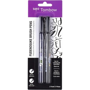image:imageTombow 56429 Fudenosuke Colors Brush Pens 10Pack Hard Tip Fudenosuke Brush Pens in Assorted Colors for Calligraphy and Art DrawingsBlack