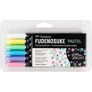image:imageTombow 56448 Fudenosuke Brush Pens Pastel 6Pack