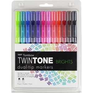 image:imageTombow 61500 Twintone Marker Set Bright 12Pack DoubleSided Markers for Bold and Precise Writing