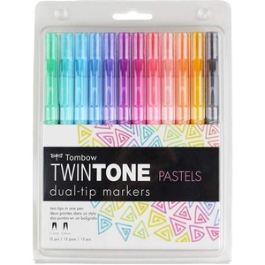 image:imageTombow 61501 TwinTone Marker Set Pastel 12Pack DoubleSided Markers Perfect for Planners Journals Doodling and More
