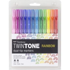 image:imageTombow 61526 TwinTone Marker Set Rainbow 12Pack DoubleSided Markers Perfect for Planners Journals Doodling and MoreDoublesided