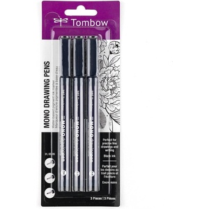 image:imageTombow 66403 MONO Drawing Pen 3Pack Create Precise Detailed Drawings with Three Tip Sizes  01 03 and 05