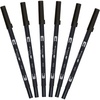 image:imageTombow ABTN156P Fibre Tip Pen Dual Brush Pen with Two Nibs Pack of 6 Black