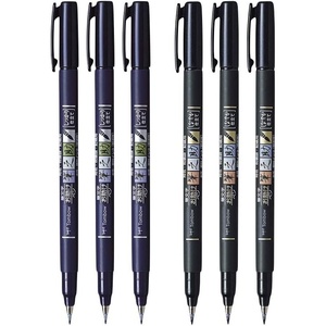 image:imageTombow Fudenosuke Brush Pen 6Pack Hard Tip GCD111 x3 Soft GCD112 x3  for Precision Drawing Sketch Notes amp Calligraphy Top Gifting Idea
