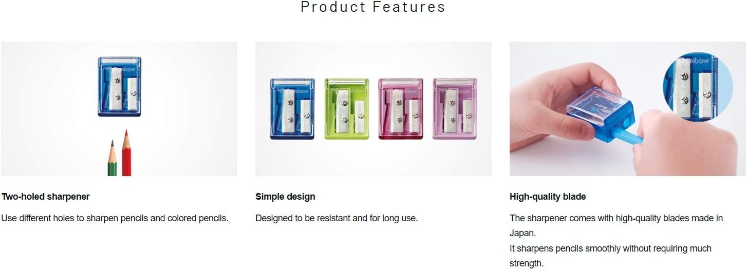 image:imageTombow Ippo Pencil Sharpener 2 Blade Size Assorted Colors 1Pack