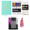 image:imageTombow Fudenosuke Journal Writing Kit 160 Page Dot Grid Linen Cover Journal Fudenosuke Colors Brush Pen 10 Pack Mono Drawing Pen Color 8 Pack Mono Drawing Pen Black 6 Pack Progressive Tip Sizes Mono Air Correction Tape
