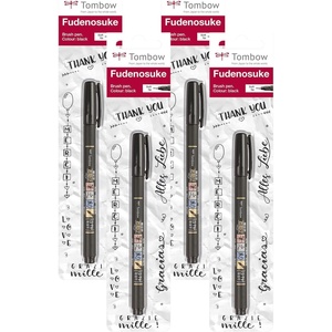 image:imageFudenosuke Brush Pen Hard Tip Black1 Count Pack of 4