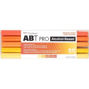 image:imageTombow 56961 ABT PRO Alcohol Markers Basic Palette Set of 12 Colors  Dual Tip Permanent Art Markers Feature Chisel and Brush Tips Perfect for Coloring Sketching and IllustrationOrange Tones