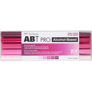 image:imageTombow 56961 ABT PRO Alcohol Markers Basic Palette Set of 12 Colors  Dual Tip Permanent Art Markers Feature Chisel and Brush Tips Perfect for Coloring Sketching and IllustrationPink Tones