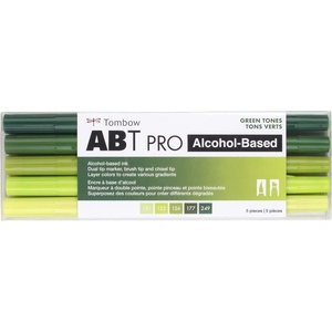 image:imageTombow 56961 ABT PRO Alcohol Markers Basic Palette Set of 12 Colors  Dual Tip Permanent Art Markers Feature Chisel and Brush Tips Perfect for Coloring Sketching and IllustrationGreen Tones