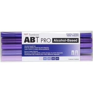 image:imageTombow 56961 ABT PRO Alcohol Markers Basic Palette Set of 12 Colors  Dual Tip Permanent Art Markers Feature Chisel and Brush Tips Perfect for Coloring Sketching and IllustrationPurple Tones