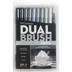 image:imageTombow ABT Dual Brush Pen set of 10 GRAYSCALE
