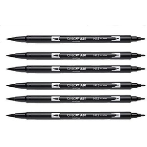 image:imageTombow Dual Brush Pen Black 66621 Pack of 6 pcs