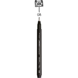 image:imageTombow Fineliner Mono drawing pen line width 08 approx 06 mm pigment ink water and lightfast for sketching illustrating and drawing black WSEFLH08
