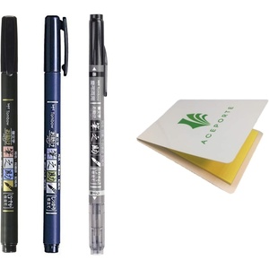image:imageTombow Fudenosuke Fude Brush Pen 3 Type Set Hard GCD111 Soft GCD112 Dual Brush GCD121 with Original Sticky Notesblack