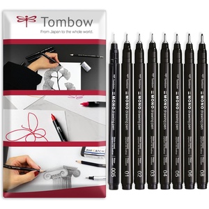 image:imageTombow MONO Drawing Pen Fineliner  Water and Light Resistant  00508mm  Black Ink  Pack of 8 In Envelope Gift Packaging