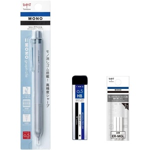 image:imageTombow PCB321BAZ Pencil Mechanical Pencil Monograph Light 002 inch 05 mm Full Black Axis Replacement Eraser amp Lead Setgraish blue