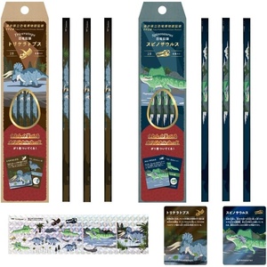 image:imageTombow Pencil Kakata Pencil 2B Dinosaur A Set of 12 Pencils 2 Patterns x 6  Original Card  Glitter Stickers PCA371AAZB Set