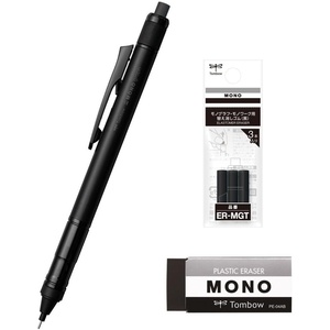 image:imageTombow Pencil Mechanical Pencil MONO Monogram Tune Full Black 05mm amp Eraser Black Mono PE04 amp Replacement Eraser Set PCA361AAZ