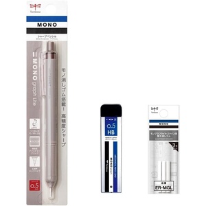 image:imageTombow Pencil Monogram Light Mechanical Pencil 002 inch 05 mm Grayish Brown Base Replacement Eraser amp Mechanical Lead Set PCB321EAZbrown grayish brown