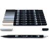 image:imageTombow Art Marker Collection Grayscale 10 Piece Dual Brush Pen Set with Blending Palette Kit