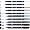 image:imageTombow Art Marker Collection Grayscale 10 Piece Dual Brush Pen Set with Blending Palette Kit