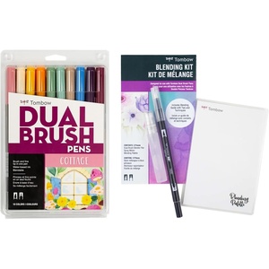 image:imageTombow Art Marker Collection Cottage 10 Piece Dual Brush Pen Set with Blending Palette Kit