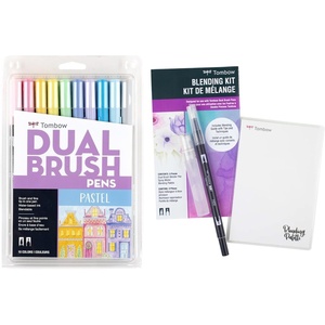 image:imageTombow Art Marker Collection Pastel 10 Piece Dual Brush Pen Set with Blending Palette Kit